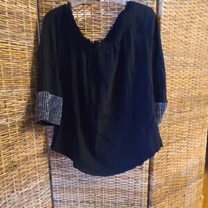 Muche Muchette Women's Blouse Off Shoulder One Size Rhinestone Decorated Sleeve
